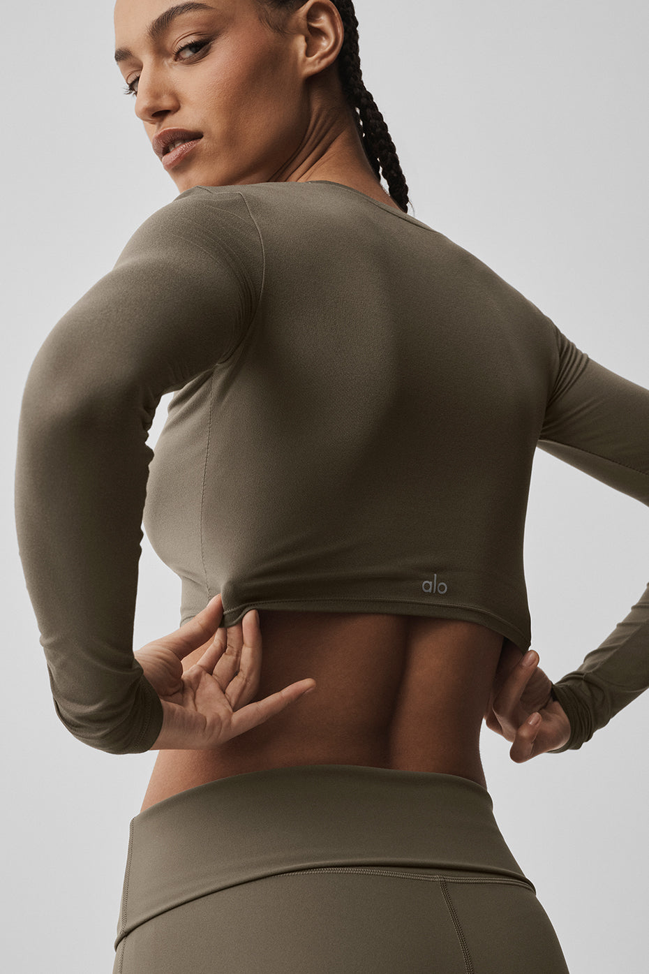 Alosoft Crop Finesse Long Sleeve - Olive Tree