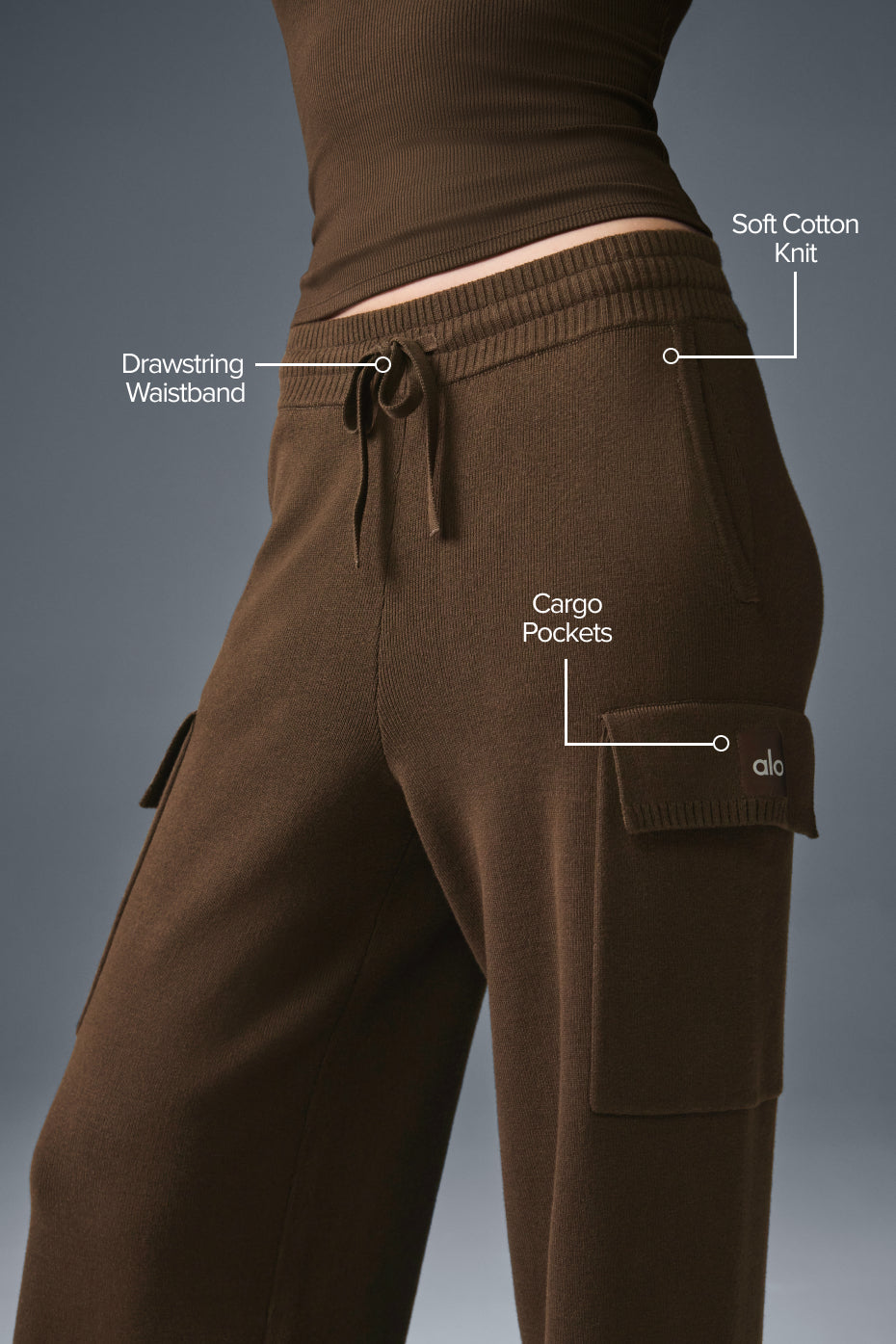Scholar Knit High-Waist Cargo Pant - Espresso