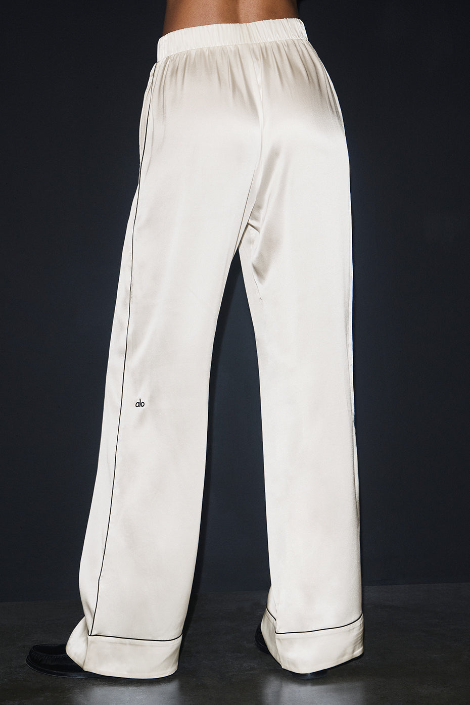 Courchevel Silk Pant - Ivory/Black