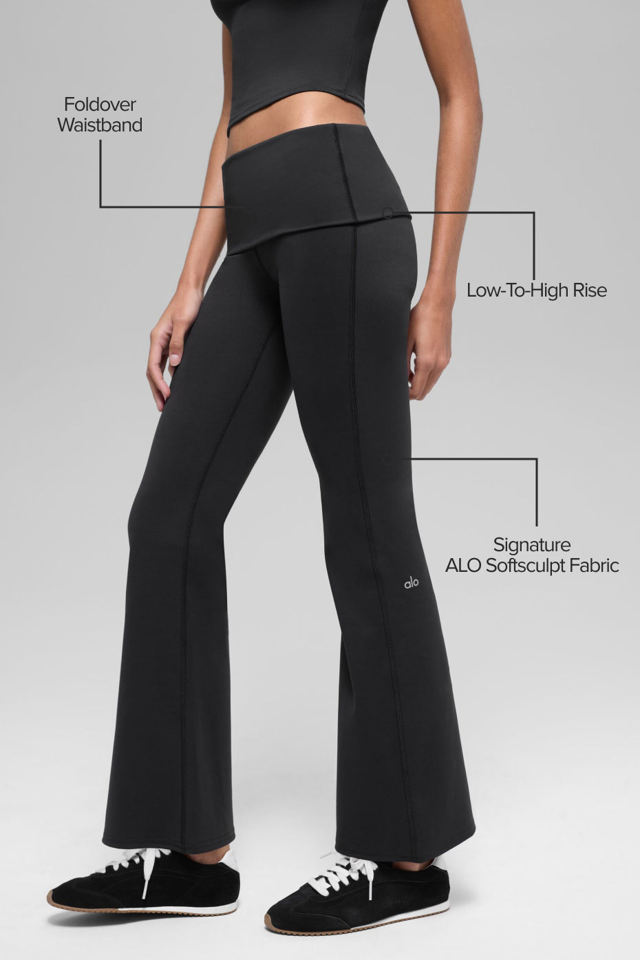 ALO Softsculpt 7/8 Foldover Flare Legging - Black