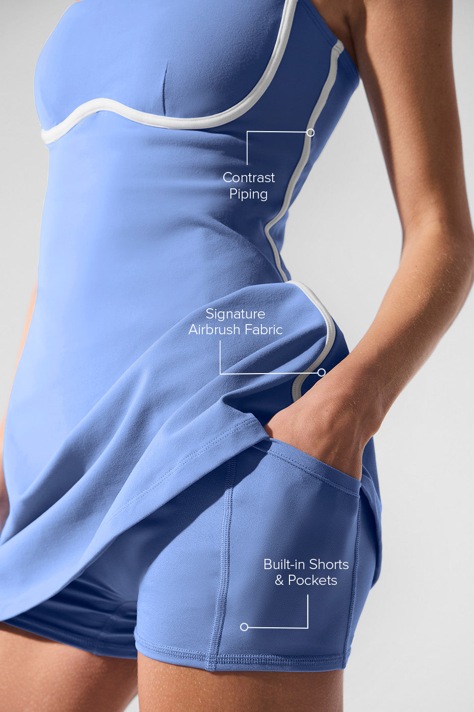 Airbrush Streamlined Dress - Crystal Clear Blue/White