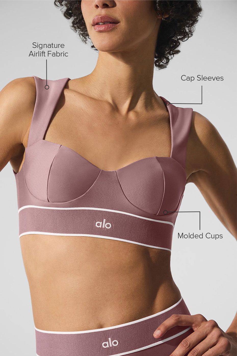 Airlift Alignment Bra - Smoky Quartz/White